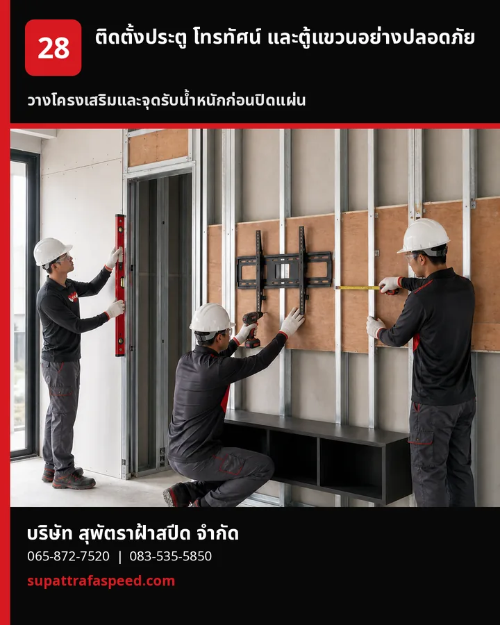 ภาพประกอบบทความ ติดตั้งประตู โทรทัศน์ และตู้แขวนบนผนังเบาอย่างปลอดภัย